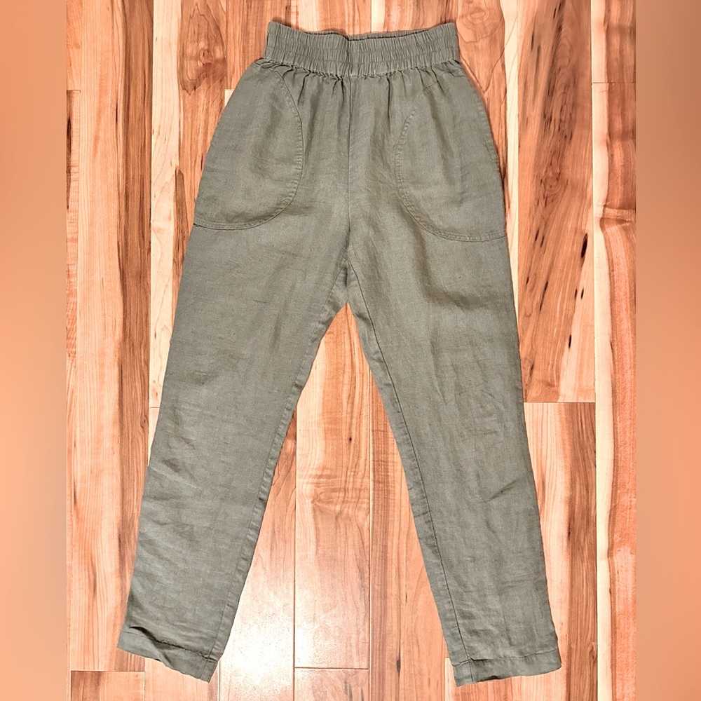 Not Perfect Linen Genova Pants in Forest Green (size small)